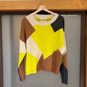 Cashmere Colorblock Sweater in Yellow, Brown, and Black